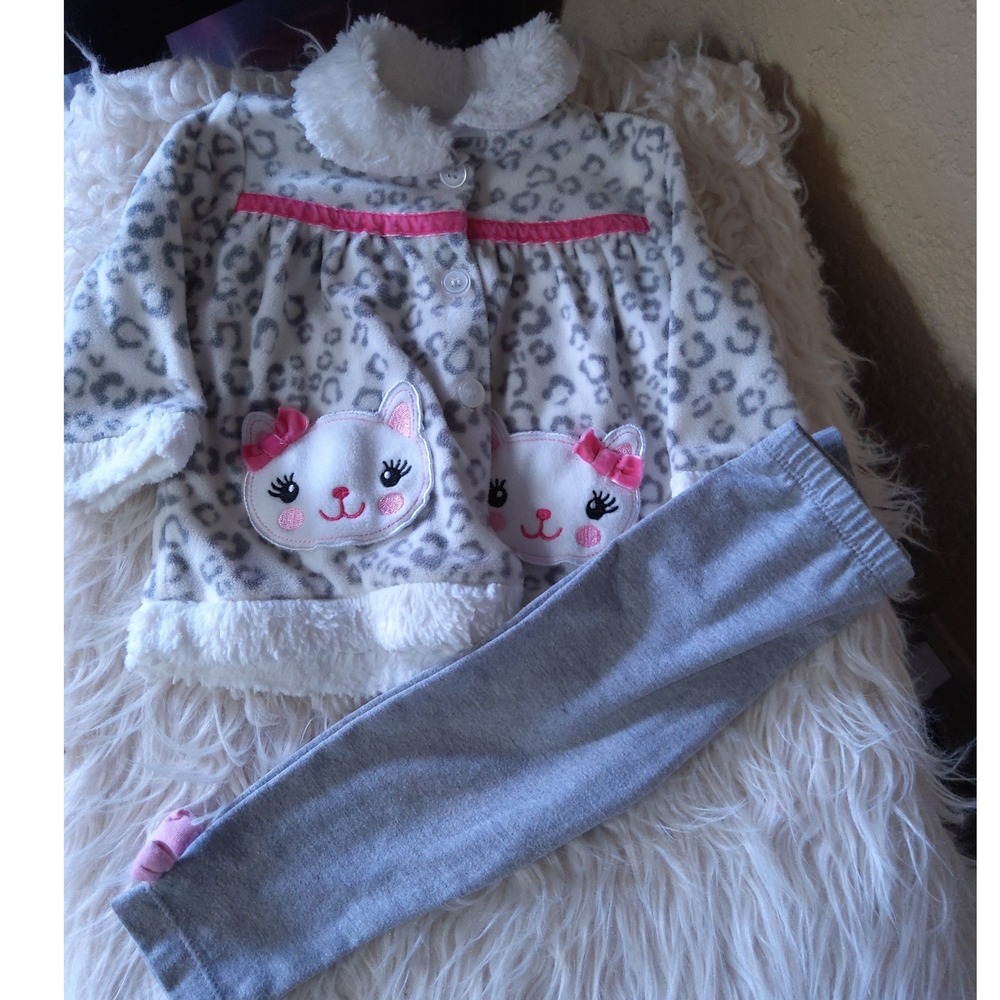 Little Lass Baby Girls Leopard Print Fleece Jacket and kidgets Leggings Set 6-9M
